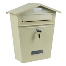 NEW LARGE OUTDOOR STEEL POST BOX POSTBOX LOCKABLE LETTER MAIL WALL MOUNTED KEYS