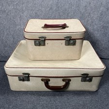 Vintage Suitcase Bundle x2 Cheney England Luggage Display Prop Small And Large*