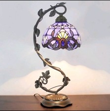 Desk Lamp Lavender Stained Glass Table Light Purple Baroque Style Tiffany Lamp