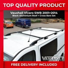 FITS VAUXHALL VIVARO 01>14 SWB BLACK ROOF BARS & CROSS BARS ROOF RACK NO DRILL