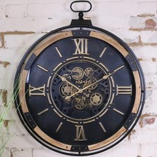 Industrial Extra Large Cog Clock Black and Gold Home Decor Wall Showpiece Gift