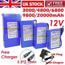 12V DC Rechargeable Lithium-ion Battery Portable Battery Pack w/ Charger Switch