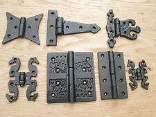 1 pair CAST IRON BLACK ANTIQUE  KITCHEN CABINET CUPBOARD DOOR GATE HINGES