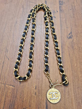 Chanel Leather Gold Chain CC