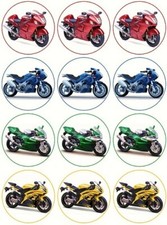 24 Motorbike Fairy Cake Toppers Edible Party Decorations