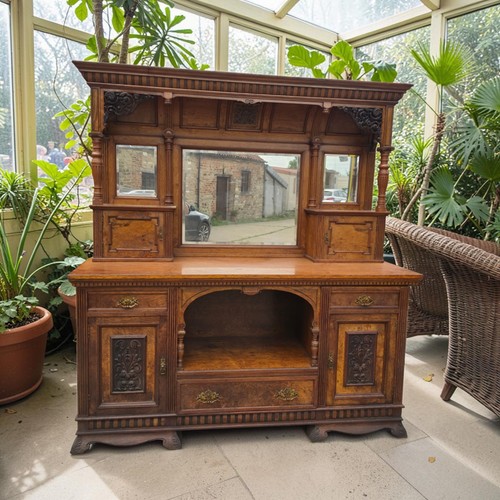 Large antique oak mirrored - large,