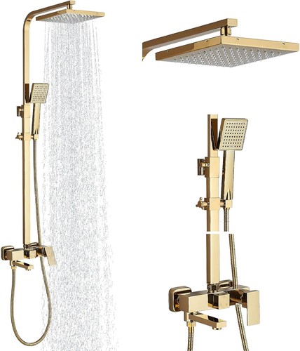 Gold exposed shower mixer - gold,