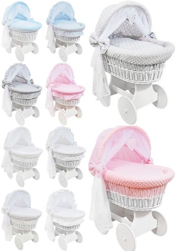 White wicker wheels hood - white,