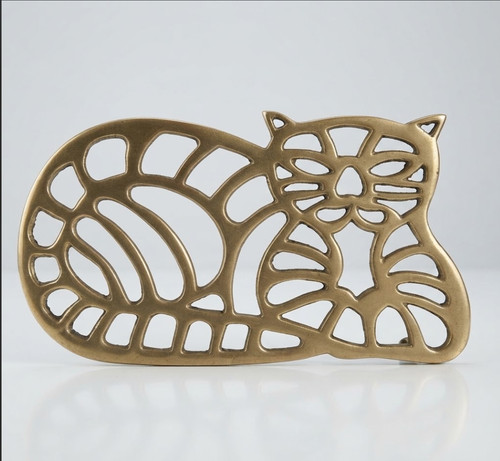 Vintage brass cat - brass,