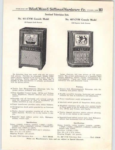 1950 paper sentinel - ad, tv