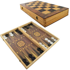 XXL Backgammon Chess Game Wooden Playboard 50x47cm Folding Lady Chess P-716