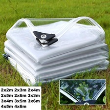 All Sizes Of Heavy Duty Clear Tarpaulin Waterproof Cover Ground Camping UK Sheet