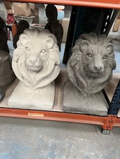 Concrete Lion Heads Pillar