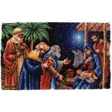 Large Nativity Christmas Scene Latch Hook Rug Kit NEW 120 x 70 cm