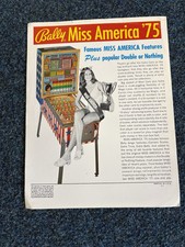 Bally Bingo Miss America 1975 Flyer Sales  Brochure