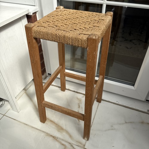 Vintage tall rattan top stool - tall,