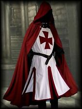 Medieval Tunic & Cloak Knights Templar Regalia Cosplay Cape Hoodie Men LARP SCA