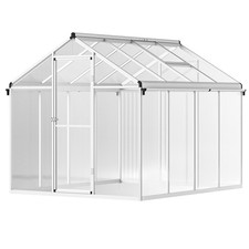 Outsunny 8x6ft Aluminium Greenhouse with/ Door Window Galvanised Base PC Panel