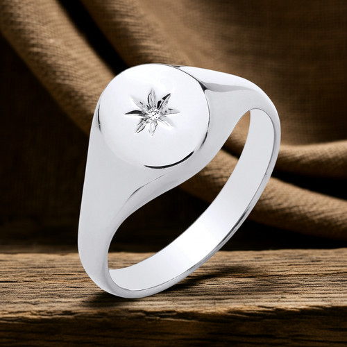 Men oval signet - oval, ring
