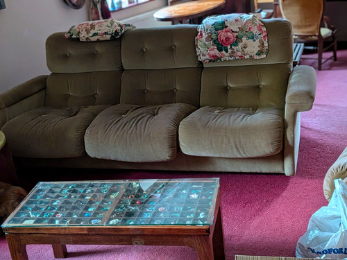 Green velvet 1960s sofa - velvet,