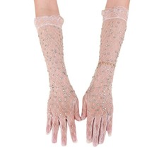 Flapper Diamante Lace Gloves 1920s Short Gloves for Concert Costume Accessories