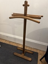 Vintage Mid Century Valet Butler Stand, Solid Walnut Wood Suit Hanger