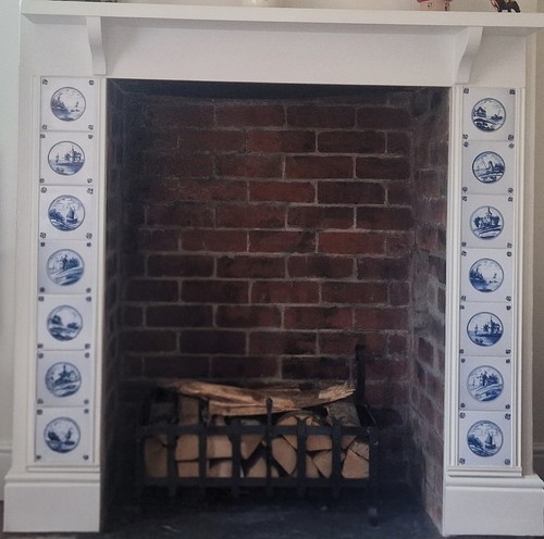 Delft style tile fireplace - delft,