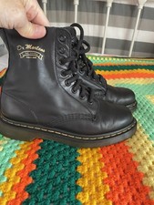Doc Martens 50th Anniversary Rare Black Pascal Leather 1460 Boots Uk4/37 VGC 