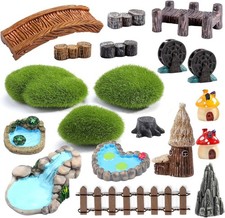 BDYLYS 19Pcs Miniature Fairy Garden Accessories Resin River Pond and House Figu
