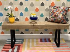 Rustic 120cm Sleeper Super Smooth Bench-trapezium Metal Legs Indoor-outdoor Use