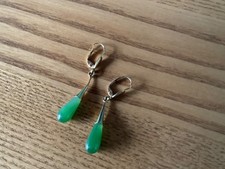 Jade 9ct gold dangle earrings