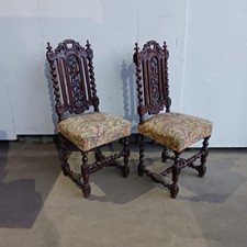 Pair of Victorian oak barley