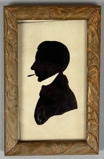 ANTIQUE GEORGIAN YOUNG MAN SMOKING SILHOUETTE PORTRAIT 19TH C. ENGLISH AMERICAN
