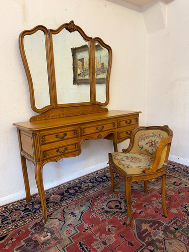 French carved oak tripple - carved,