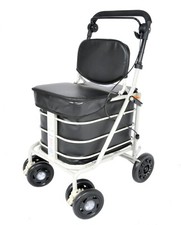 Shopping Trolley With Seat and Backrest - Black (FULLY ASSEMBLED)