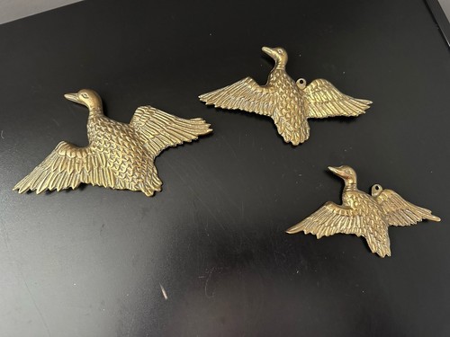 Vintage brass flying - flying, ducks