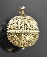 Antique Filigree Silver Gold Wash Pendant Pomander Locket