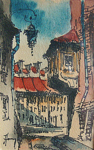 Miniature ink watercolour - miniature,,