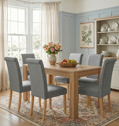 Dining table set oak fixed - dining,