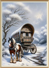 7x5 Art Print Romany Traveller Tinker Gypsy Horse Wagon Bow Top Caravan