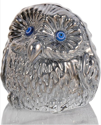 Crystal grey owl figurine - grey,