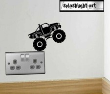 2x 12cm Monster Trucks Wall Decal Sticker Black Vinyl for Wall Plug Light Switch