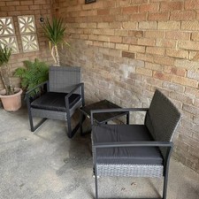 2 Seater Rattan Bistro Set Outdoor Patio Garden Coffee Table Chairs Cushions