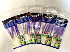 5 x Packs Fladen Mackerel Feathers 5 Hook Rig Size 1/0 Sea Fishing Cod Pollock