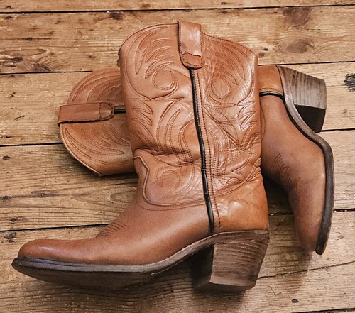 Vintage brown leather cowboy - brown,