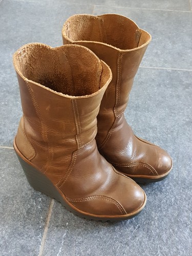 Ladies tan leather fly - tan, mid
