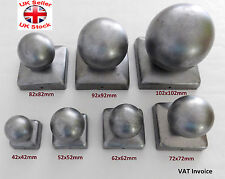 Square Metal Fence Gate Post Cap Caps Flange From 42 mm to 122mm "Ball Top"