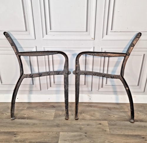 Pair vintage cast - cast, bench