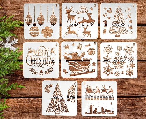 8pcs christmas stencils - 8pcs,