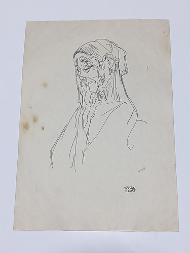 Gustav klimt drawing - drawing, paper